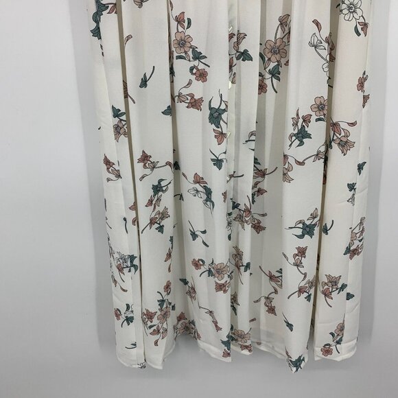 1.State Dress Belle Midi White Floral V Neck Button Down Tie Sleeve NWT - Picture 5 of 11